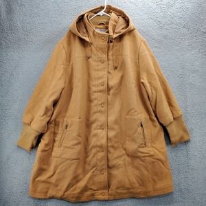 Woman Within Jacket Coat Wool Blend Womens Plus Size 4X 34/36 Tan With Hood
